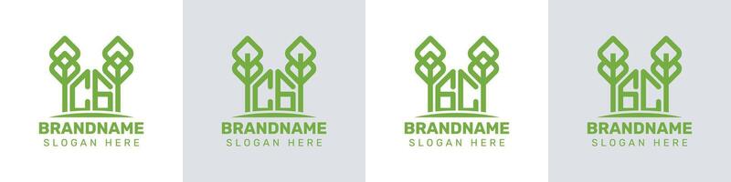 Letters CG and GC Greenhouse Logo, for business related to plant with CG or GC initials vector