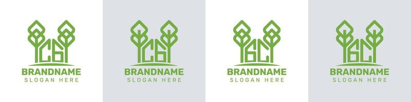 Letters CG and GC Greenhouse Logo, for business related to plant with CG or GC initials vector