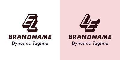 Letters EL and LE 3D Monogram Logo, Suitable for business with EL or LE initials vector