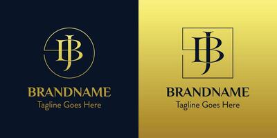 Letters BJ In Circle and Square Logo Set, for business with BJ or JB initials vector