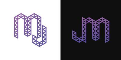 Letters JM and MJ Polygon Logo, suitable for business related to polygon with JM or MJ initials vector