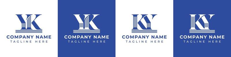 Letters YK and KY Pillar Logo Set, suitable for business with YK and KY related to Pillar vector
