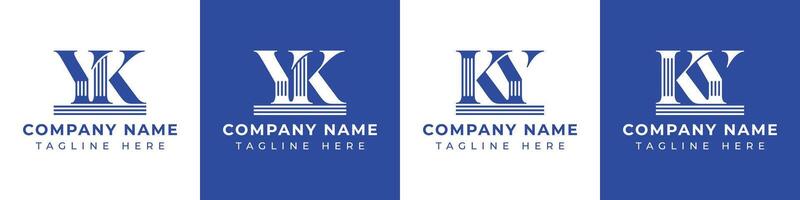 Letters YK and KY Pillar Logo Set, suitable for business with YK and KY related to Pillar vector