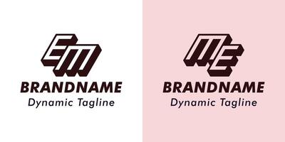 Letters EM and ME 3D Monogram Logo, Suitable for business with EM or ME initials vector