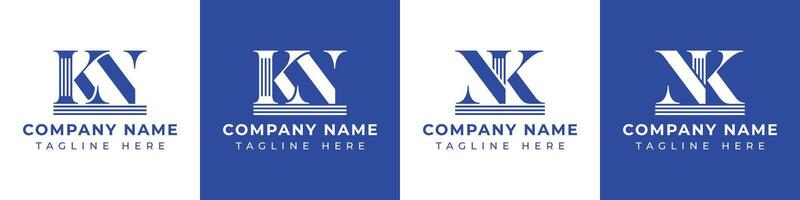 Letters NK and KN Pillar Logo Set, suitable for business with NK and KN related to Pillar vector