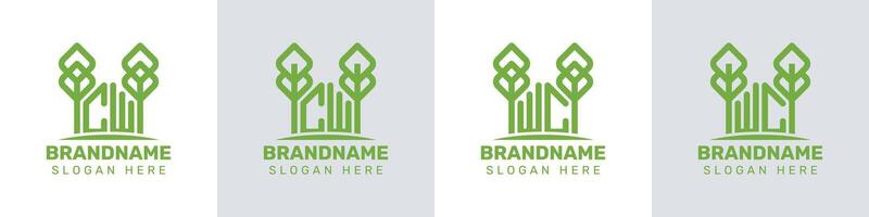 Letters CW and WC Greenhouse Logo, for business related to plant with CW or WC initials vector
