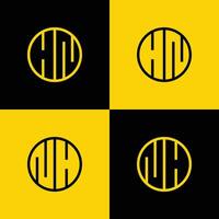 Simple HN and NH Letters Circle Logo Set, suitable for business with HN and NH initials vector