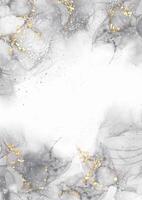 decorative hand painted alcohol ink background with gold glitter vector