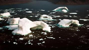 ein heiter Landschaft mit schwebend Eisberge im das Wasser video