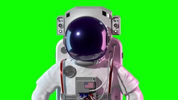 astronauta vistiendo espacio traje aislado en verde antecedentes video