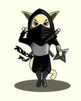 ninja gato dibujos animados vector