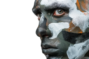 ai généré combat camouflage visage sur transparent Contexte. png