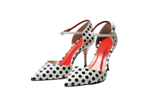 AI generated Polka Dot Kitten Heels on transparent background. png