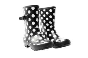 AI generated Polka Dot Rain Boots on transparent background. png