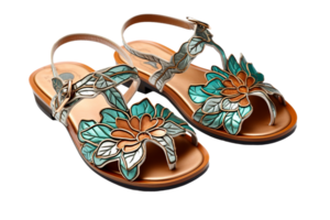 AI generated Patterned Sandals on transparent background. png