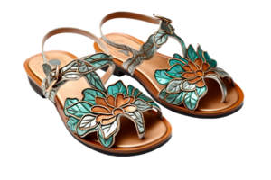 AI generated Patterned Sandals on transparent background. png