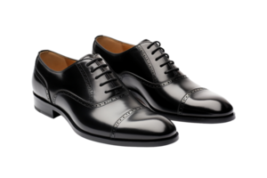 AI generated Classic Black Oxford Shoes on transparent background. png