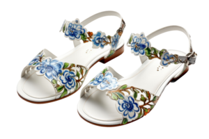 AI generated Patterned Sandals on transparent background. png