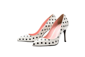 AI generated Polka Dot Kitten Heels on transparent background. png