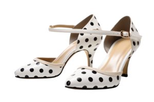 AI generated Polka Dot Kitten Heels on transparent background. png