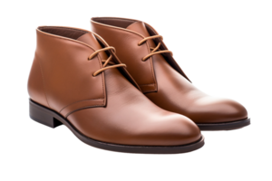 AI generated Stylish Brown Chukka Boots on transparent background. png