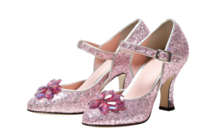 AI generated Sparkling Mary Janes on transparent background. png