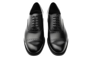 ai generiert klassisch schwarz Oxford Schuhe auf transparent Hintergrund. png