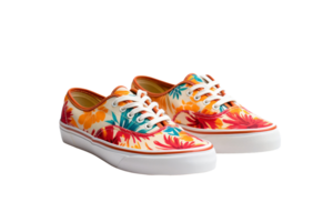 AI generated Floral Canvas Sneakers on transparent background. png