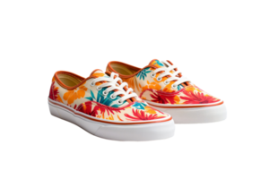 ai gegenereerd bloemen canvas sportschoenen Aan transparant achtergrond. png