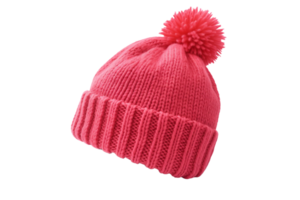 AI generated Knitted Hat with Pom Pom on Transparent Background. png