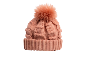 AI generated Knit Pom Pom Beanie on Transparent Background. png