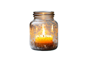 AI generated Jarred Candlelight On Transparent Background png