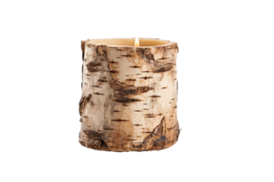 AI generated Birch Bark Candle Holder On Transparent Background png