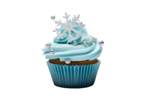 AI generated Snowflake Cupcake on Transparent Background. png