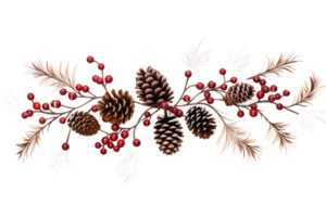 AI generated Pinecone and Cranberry on Transparent Background. png