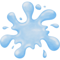 blue water splashes on transparent background, hand painted watercolor style png