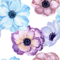 anemone watercolor seamless pattern png