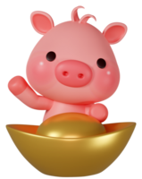 3d le rendu illustration, mignonne porc parmi le zodiaque panneaux png