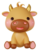 3D rendering illustration, cute ox among zodiac signs png