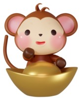 3d rendering illustration, cute monkey among the zodiac signs png