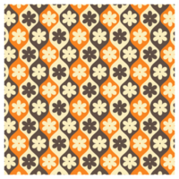 Seventies Style Retro Flowers Orange Brown And Cream Pattern png