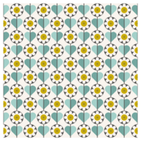 Mid Century Blue And Yellow Flower Pattern png