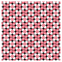 Pink And White Retro Flowers And Leaves Pattern png