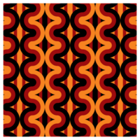 Retro Sixties Seventies Black Red Orange Pattern png