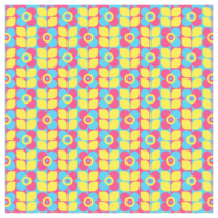 Pink Blue Yellow Mid Century Flowers Pattern png