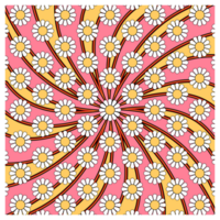 Daisy Flowers Spiral Floral Pattern png