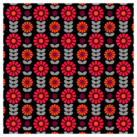 Red And Grey Mid Century Floral Pattern png