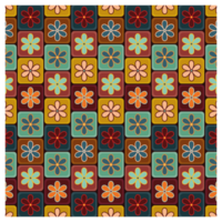 Bohemian Style Retro Seventies Floral Block Pattern png