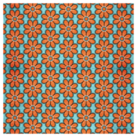 Modern Orange Flower Pattern On Blue png