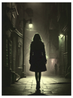 AI generated Silhouette Of A Woman Walking Down A Dark Street png